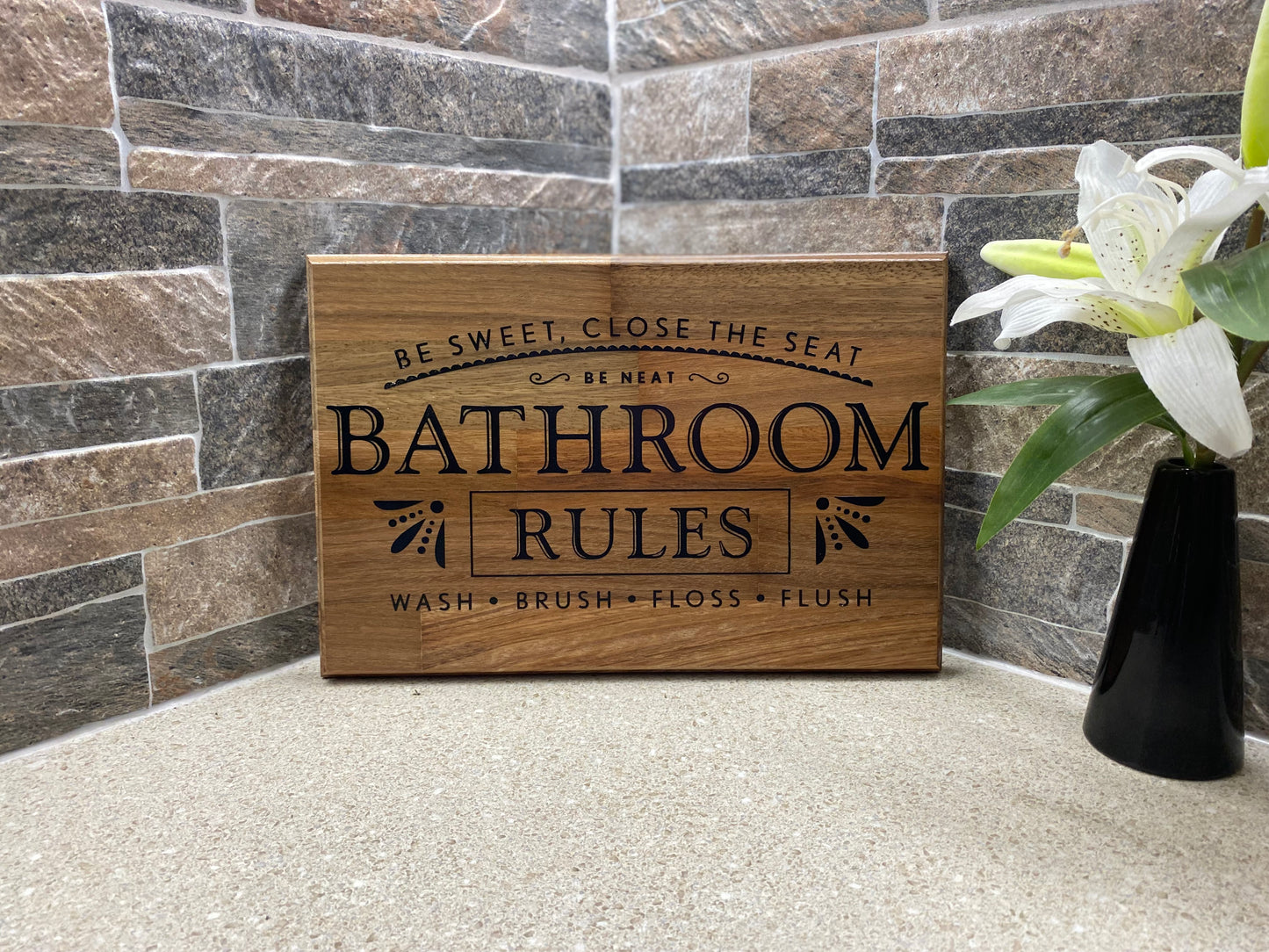 Bathroom Rules - Be Sweet, Close the Seat | 20cm x 30cm