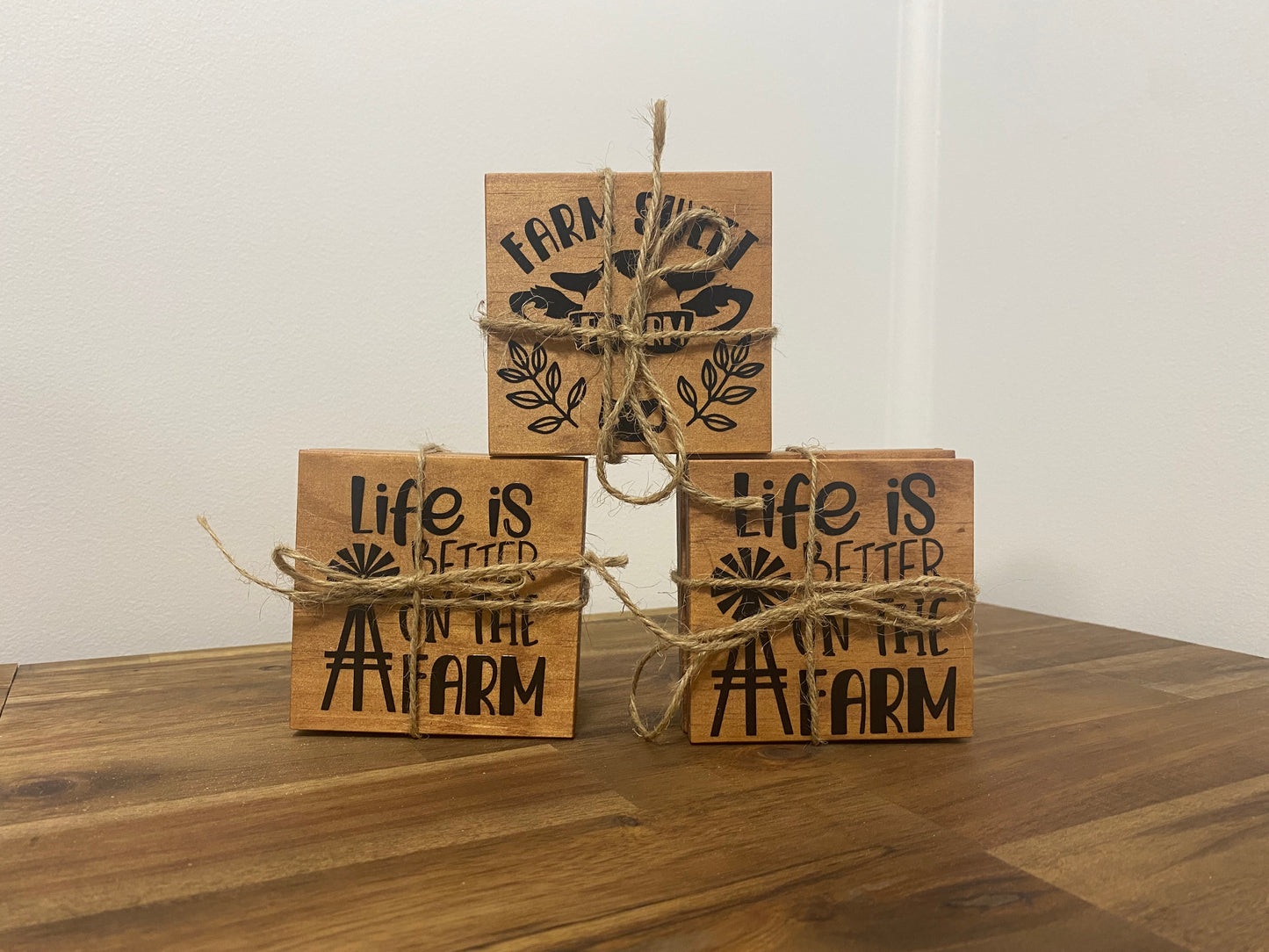 Timber Coasters - Life is better on the Farm | 9cm x 9cm
