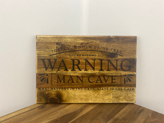 Warning Man Cave – Topless Woman Drink Free | 20cm x 30cm